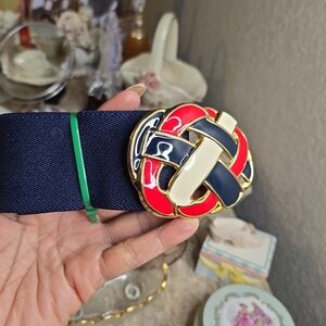 1980s Navy Blue Belt with Red, White, and Gold Belt